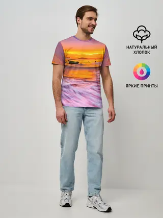 Мужская базовая футболка / Закат на пляже