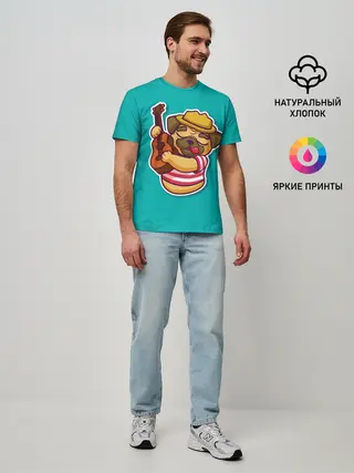Мужская базовая футболка / Мопс музыкант