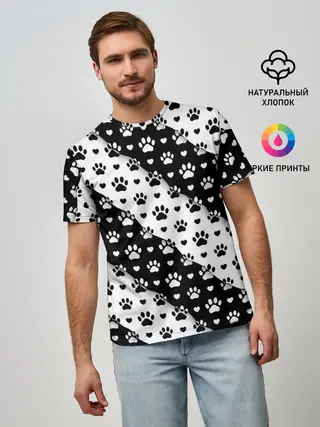 Мужская базовая футболка / Следы от Лап