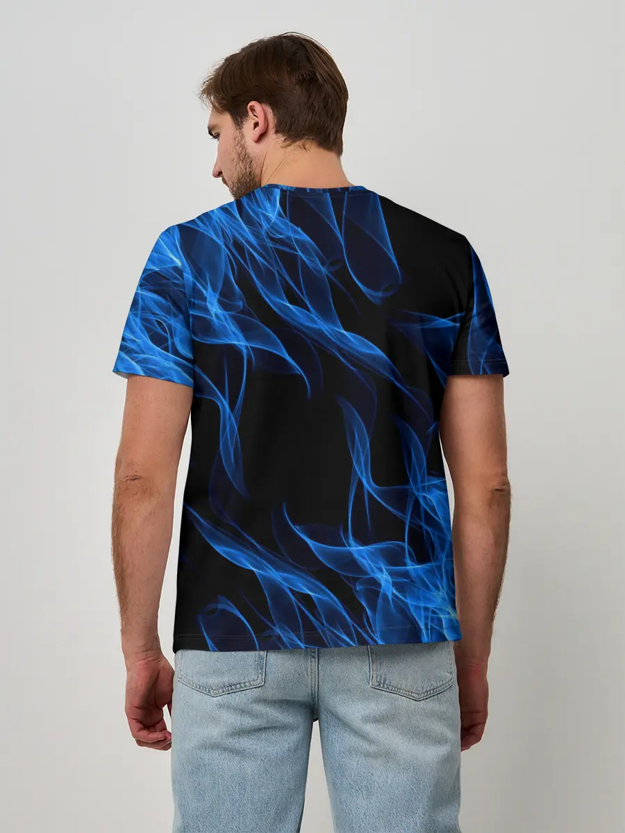 Мужская базовая футболка / BLUE FIRE FLAME
