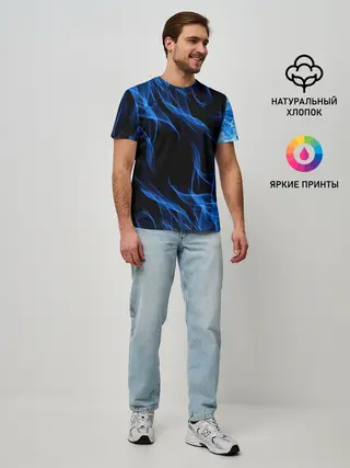 Мужская базовая футболка / BLUE FIRE FLAME