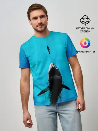 Мужская базовая футболка / Акула на охоте