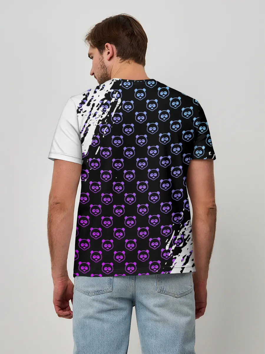 Мужская базовая футболка / Монокума на фиолетовом паттерне