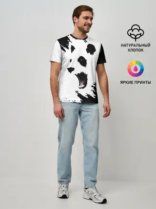 Мужская базовая футболка / Панда | ЧБ