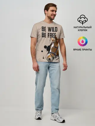 Мужская базовая футболка / Be wild be free
