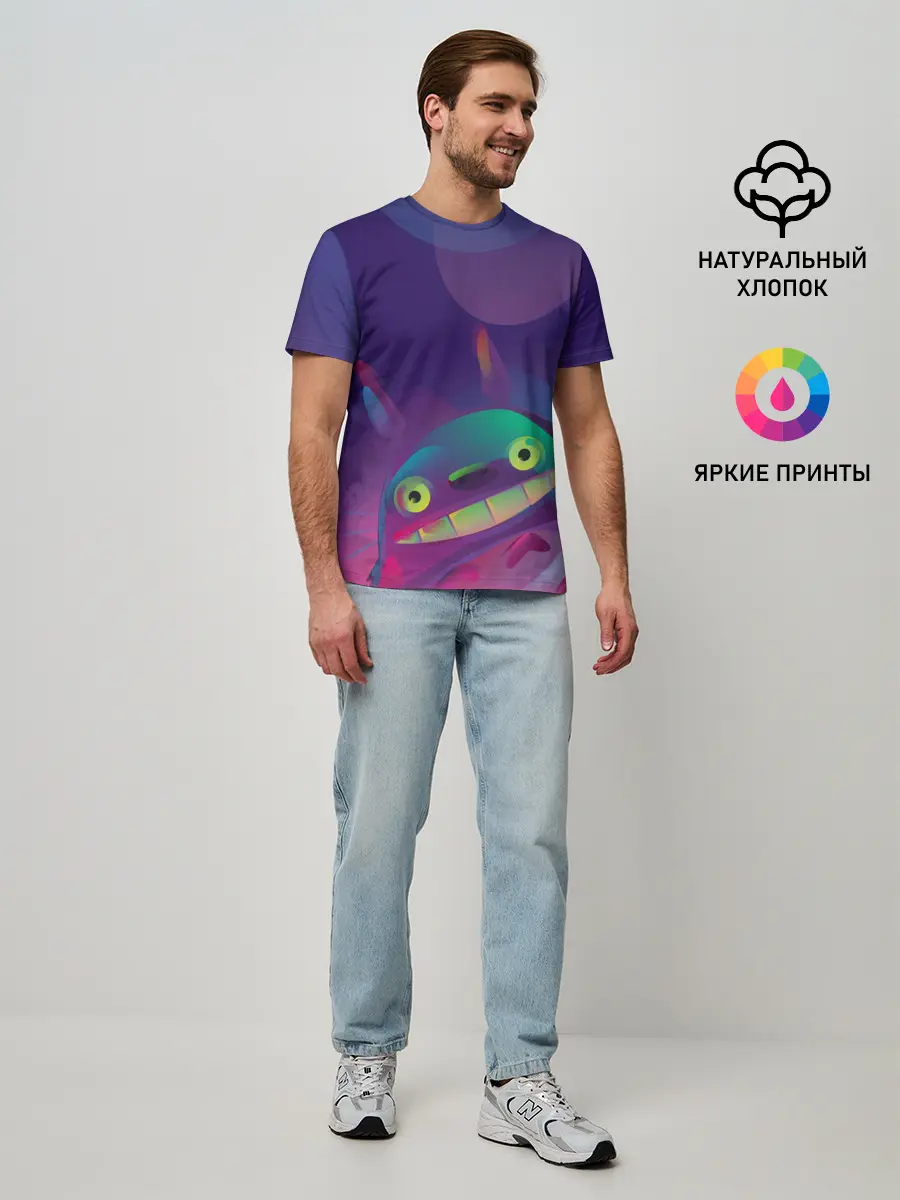 Мужская базовая футболка / Тоторо выглядывает