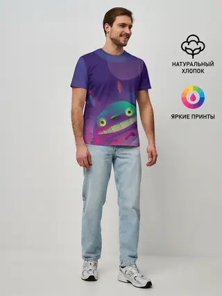 Мужская базовая футболка / Тоторо выглядывает