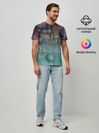 Мужская базовая футболка / Объемная абстракция - Флер-де-лис