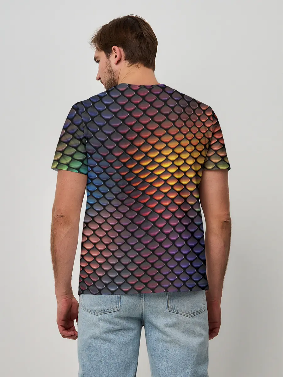 Мужская базовая футболка / Радужная чешуя