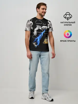 Мужская базовая футболка / Грозовой, кошак
