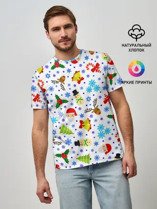 Мужская базовая футболка / Новогодний - Рождественский узор