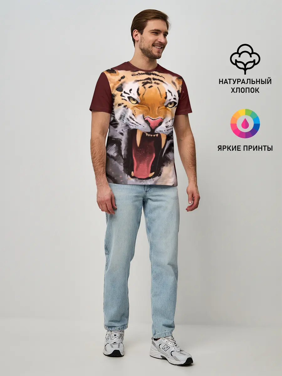 Мужская базовая футболка / Тигр красавчик сердится