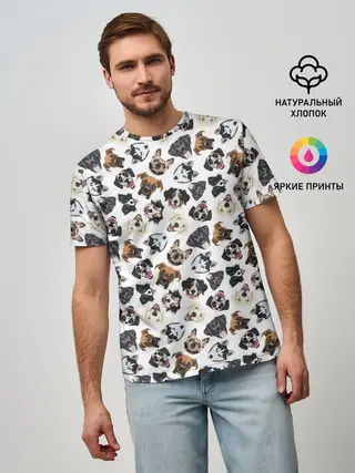 Мужская базовая футболка / Разные Породы Собак