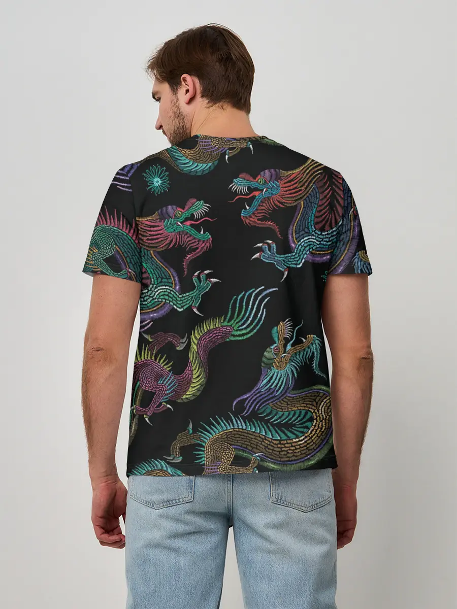 Мужская базовая футболка / Цветные драконы