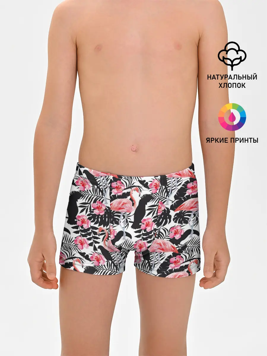 Трусы для мальчиков / фламинго и попугаи