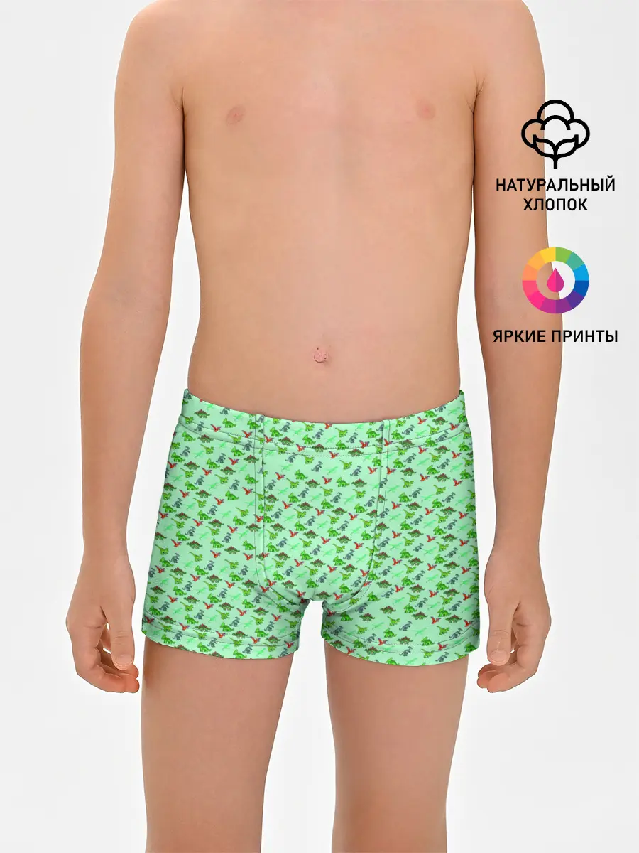 Трусы для мальчиков / dinosaurs green