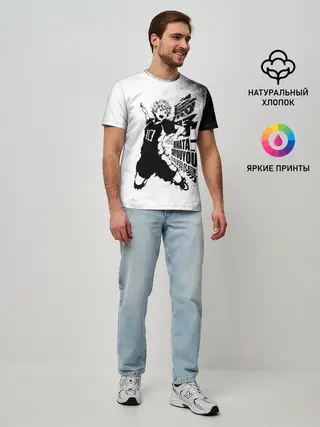 Мужская базовая футболка / Шоё Хината удар сверху Haikyuu!!