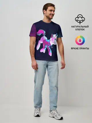 Мужская базовая футболка / Пони в космосе