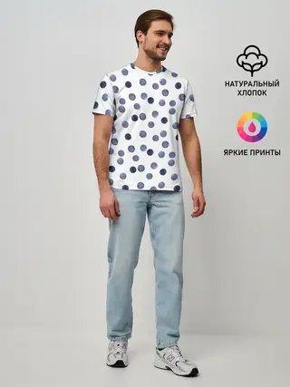 Мужская базовая футболка / Акварельный синий горох