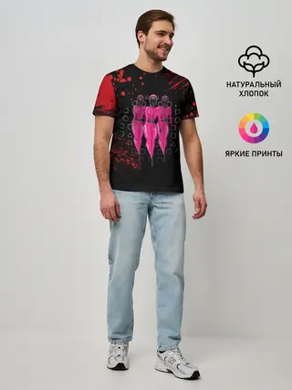 Мужская базовая футболка / ГОРЯЧАЯ ОХРАНА | КРУГ ТРЕУГОЛЬНИК КВАДРАТ