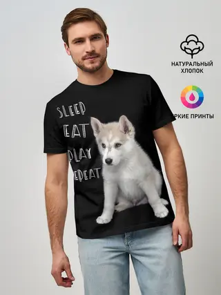 Мужская базовая футболка / Sleep Eat Play Repeat