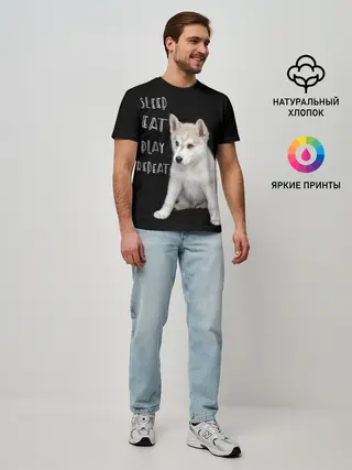 Мужская базовая футболка / Sleep Eat Play Repeat