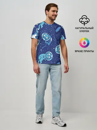Мужская базовая футболка / Кот Космонавт