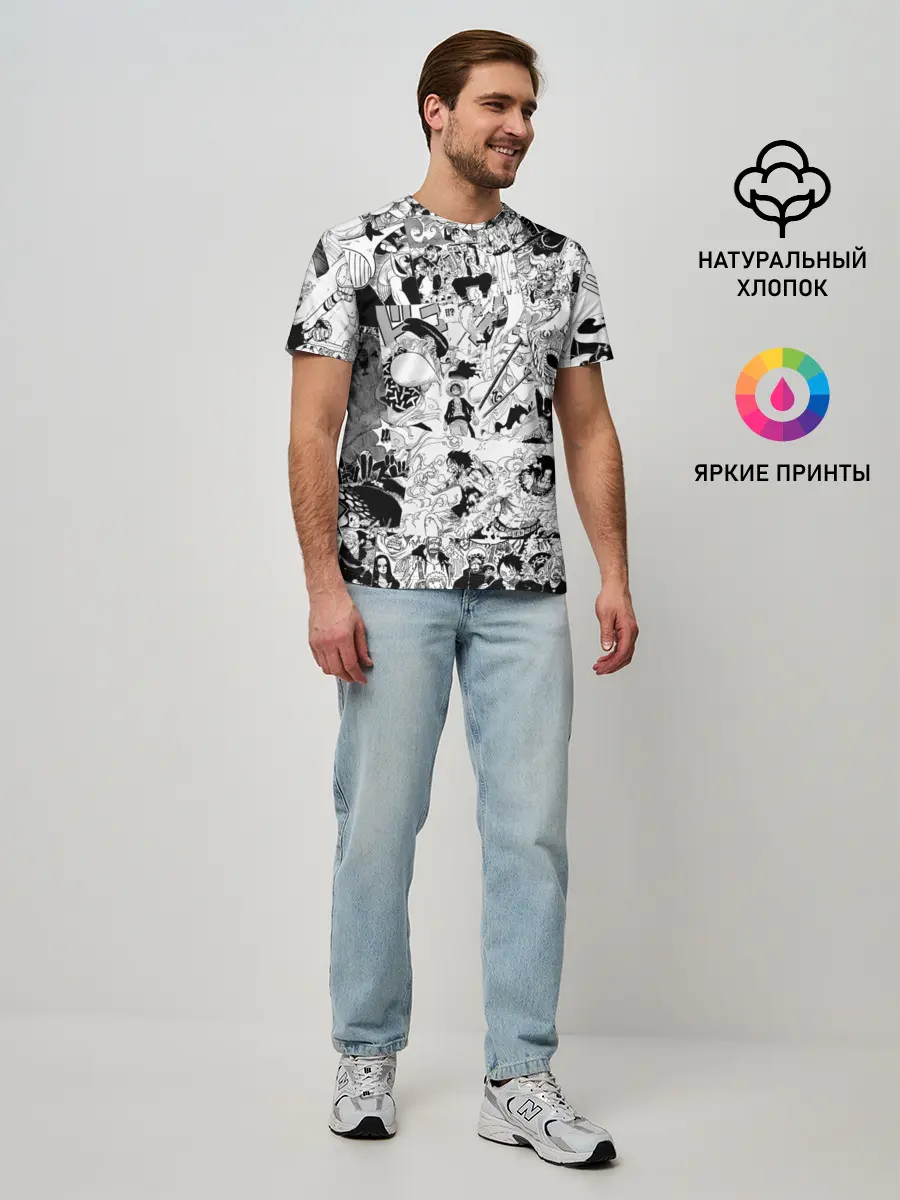 Мужская базовая футболка / One Piece Манга страницы