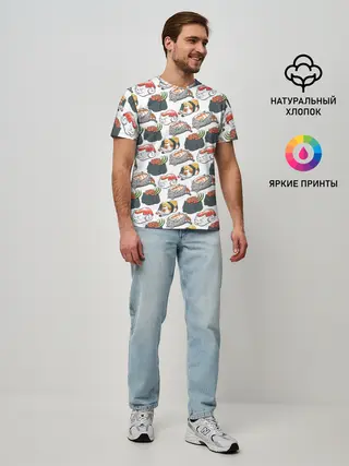 Мужская базовая футболка / Котики | Суши