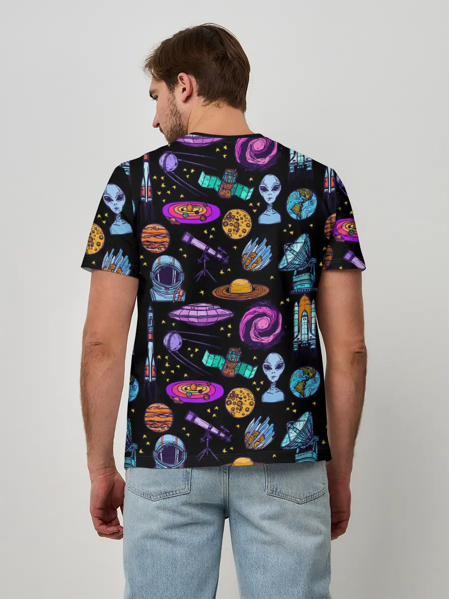 Мужская базовая футболка / космос