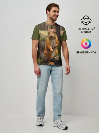 Мужская базовая футболка / Белочка