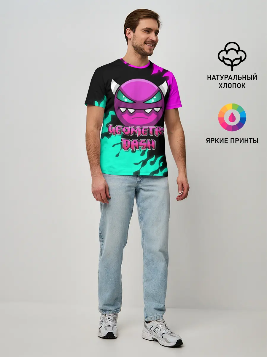 Мужская базовая футболка / Geometry Dash