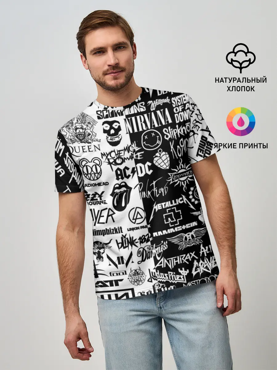 Мужская базовая футболка / Эмблемы Рок Групп