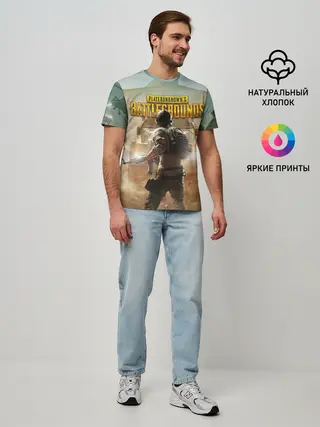 Мужская базовая футболка / PUBG СОЛДАТ В ШЛЕМЕ | ПАБГ