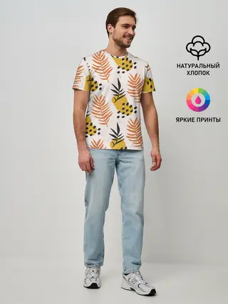 Мужская базовая футболка / Абстрактные ветви - узор