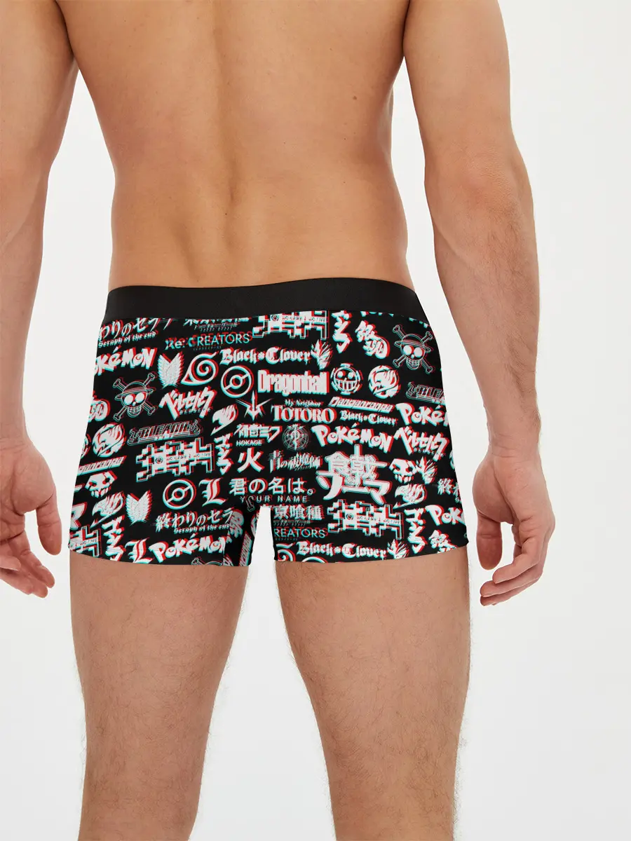 Мужские трусы боксеры / ЛОГО АНИМЕ ГЛИТЧ