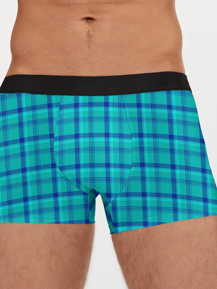 Мужские трусы боксеры / Голубая клеточка