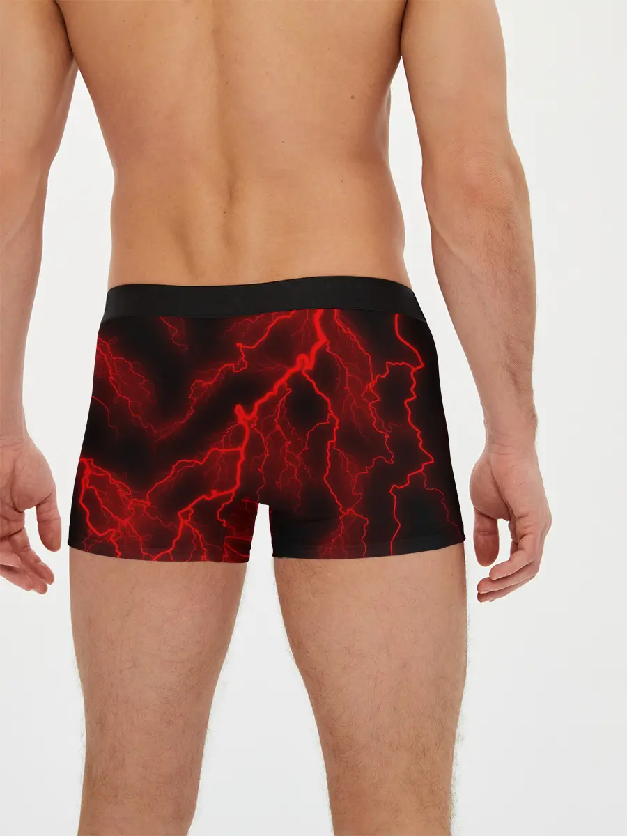 Мужские трусы боксеры / МОЛНИЯ RED NEON