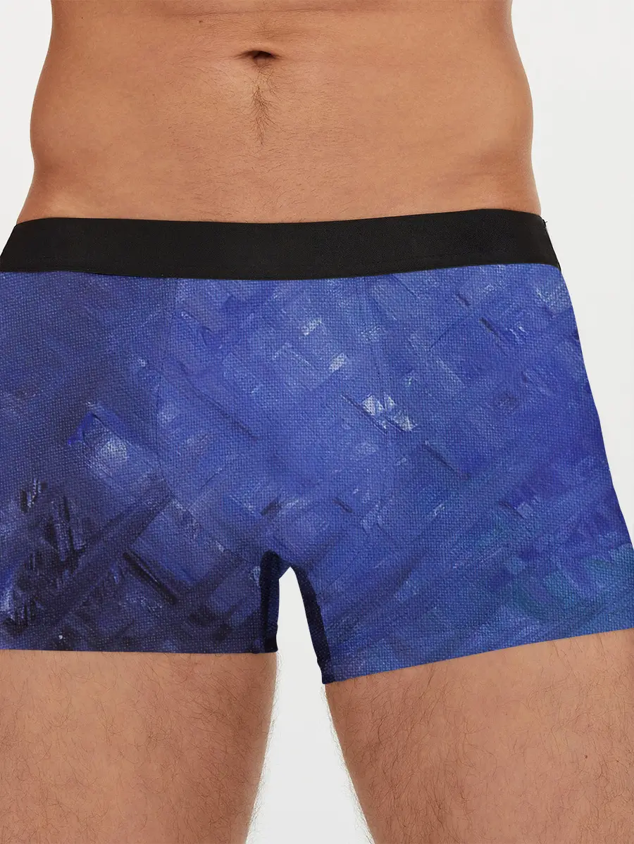 Мужские трусы боксеры / Синие акварельные мазки