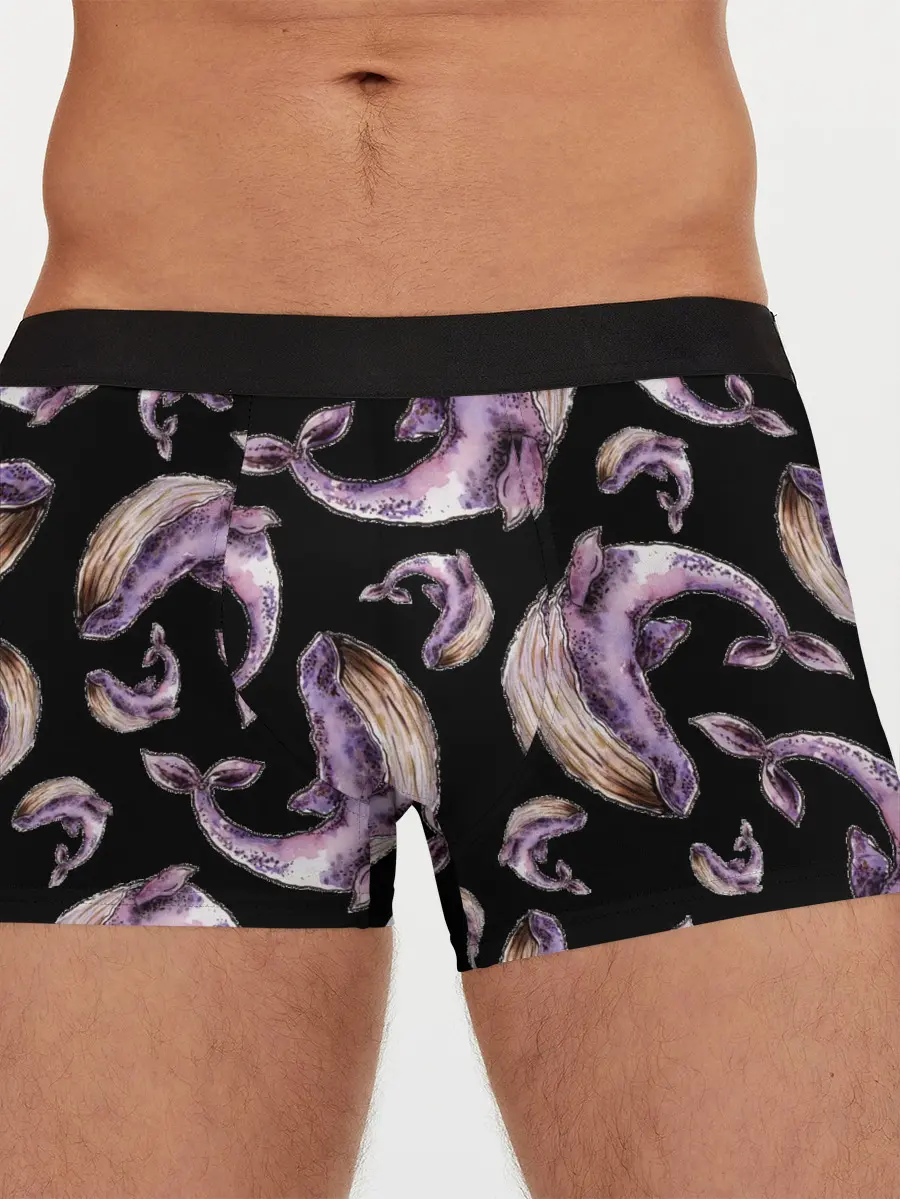 Мужские трусы боксеры / Лиловые киты