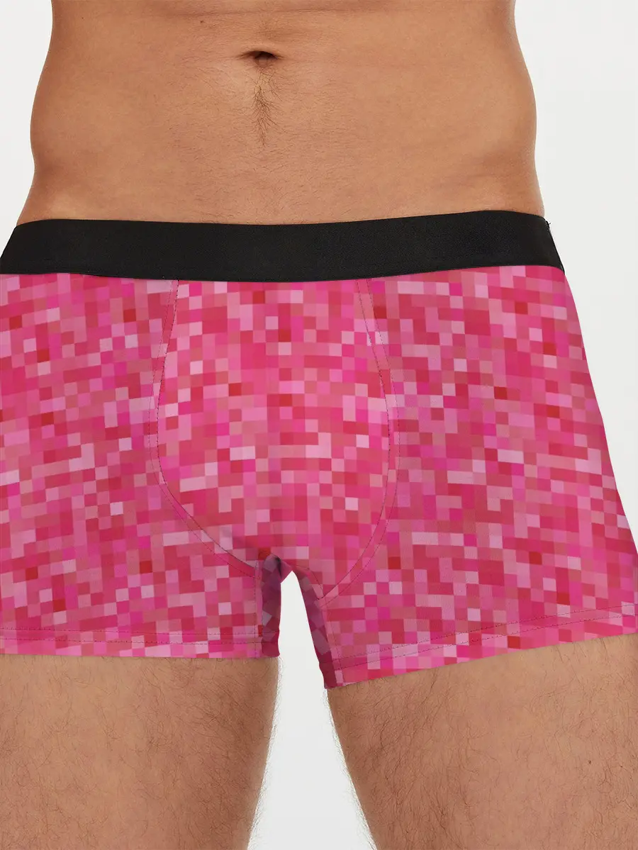 Мужские трусы боксеры / Цикламеновая пиксельная абстракция
