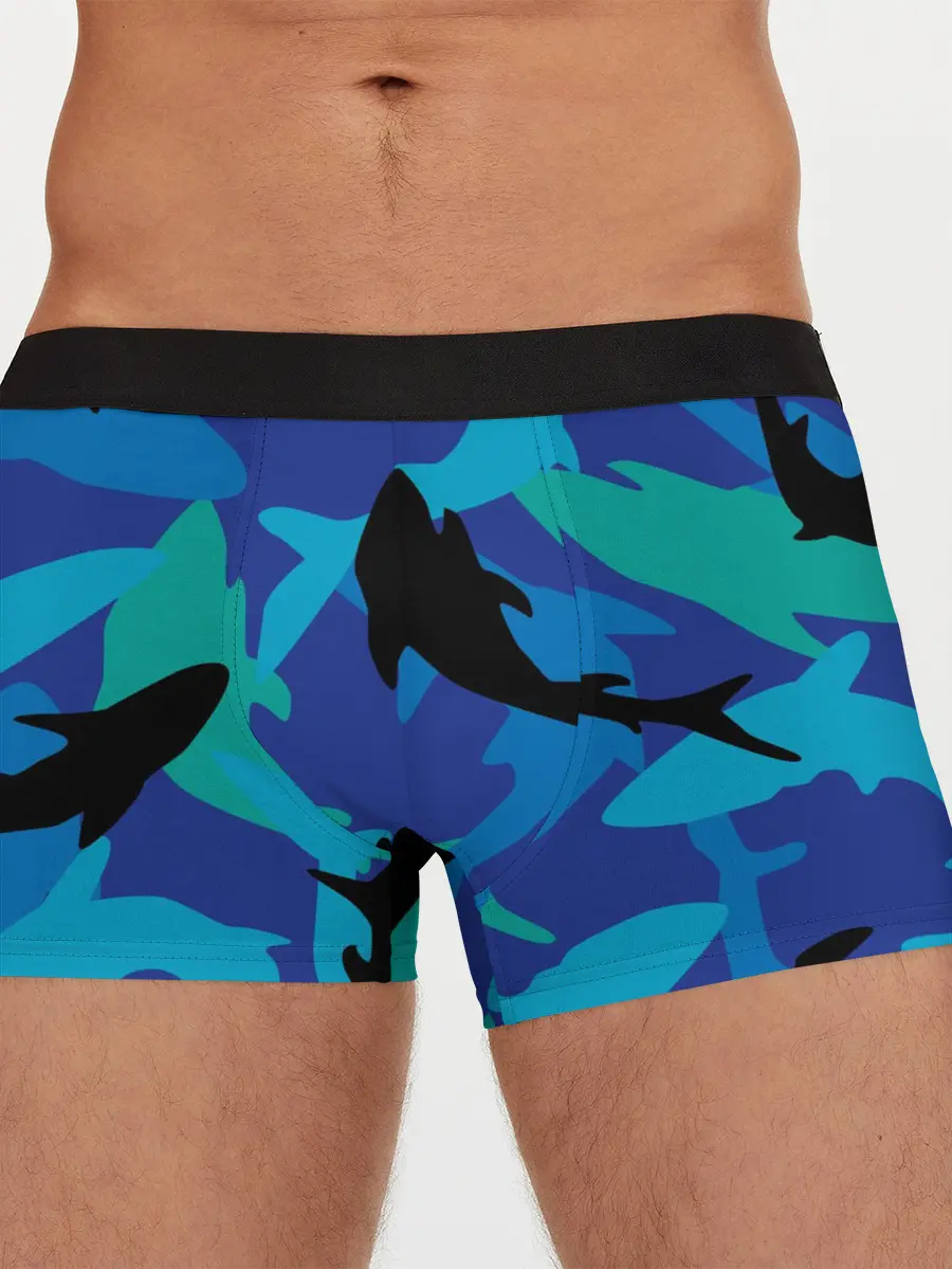 Мужские трусы боксеры / Акулы паттерн