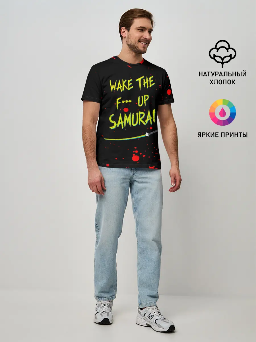 Мужская базовая футболка / WAKE THE F*** UP SAMURAI