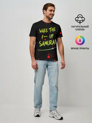 Мужская базовая футболка / WAKE THE F*** UP SAMURAI