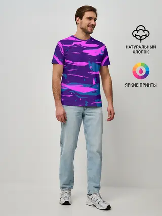Мужская базовая футболка / CYBERSTYLE NEON CAMOUFLAGE