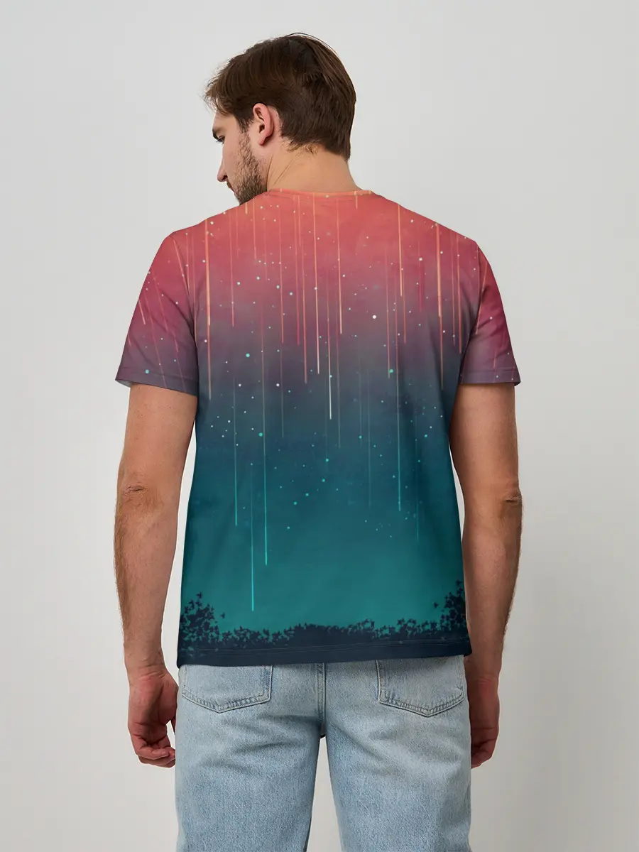 Мужская базовая футболка / Космический Дождь