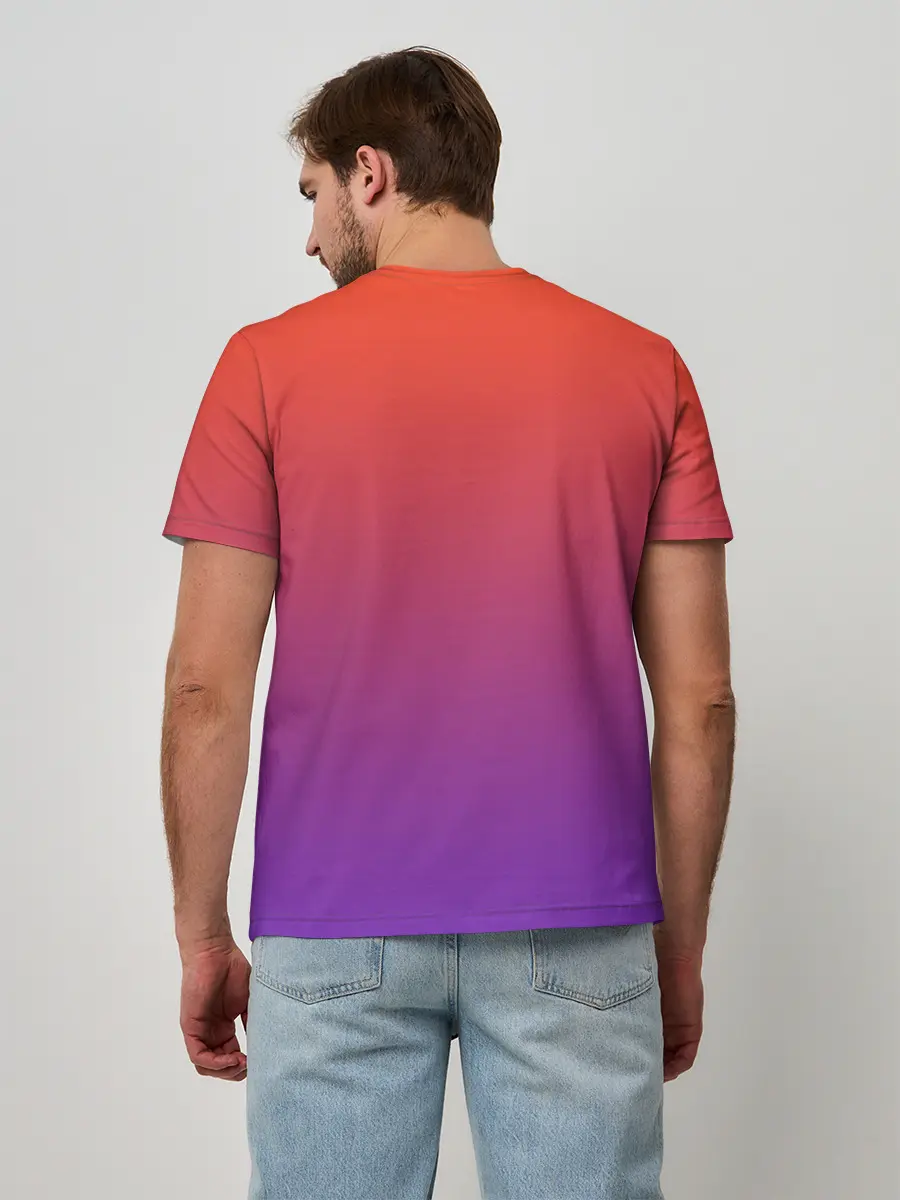 Мужская базовая футболка / Оранжевый и Фиолетовый