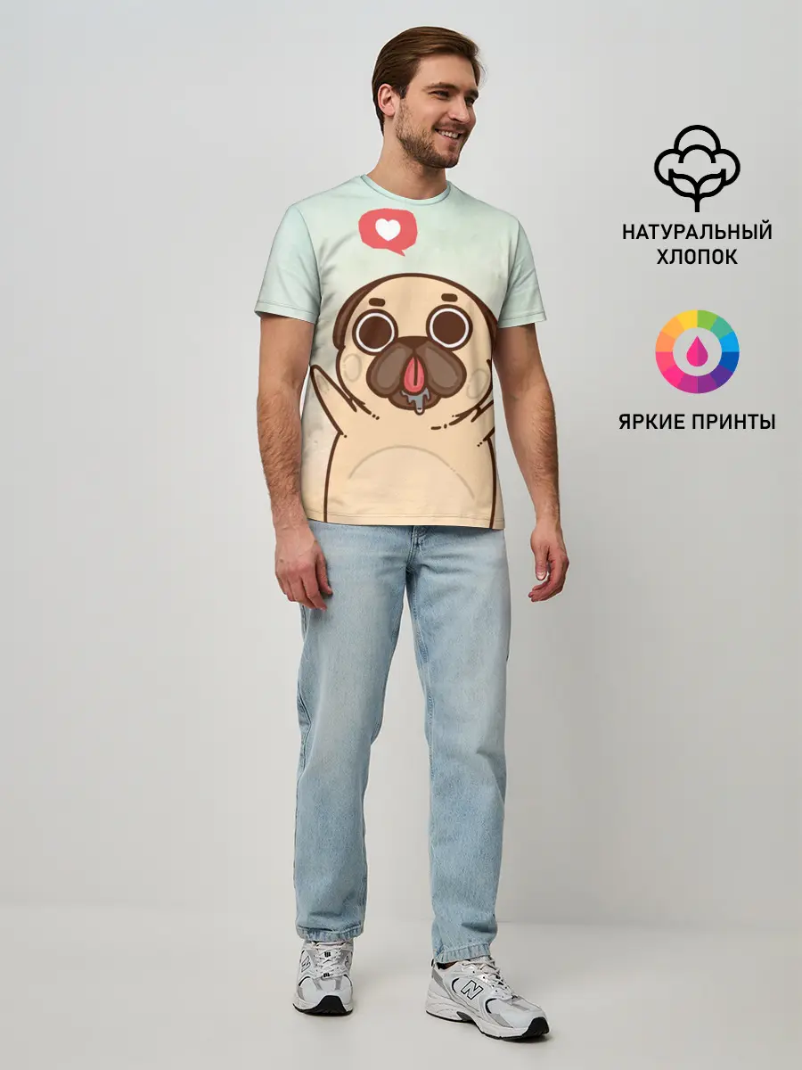 Мужская базовая футболка / Puglie Pug Like