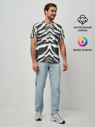 Мужская базовая футболка / Белая шкура тигра