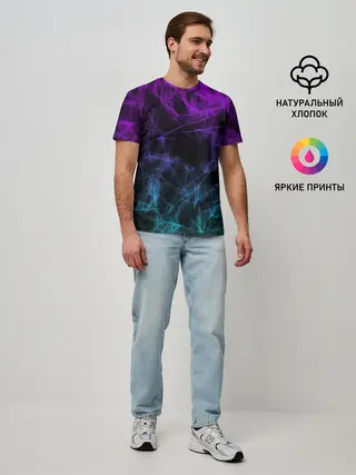 Мужская базовая футболка / NEON SMOKES STRIPES | НЕОНОВЫЕ ВОЛНЫ